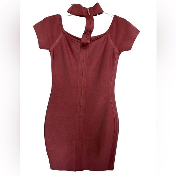 Marciano Luxe Rose Off The Shoulder Choker Neck Sexy Bodycon Mini Dress Large - Picture 4 of 13
